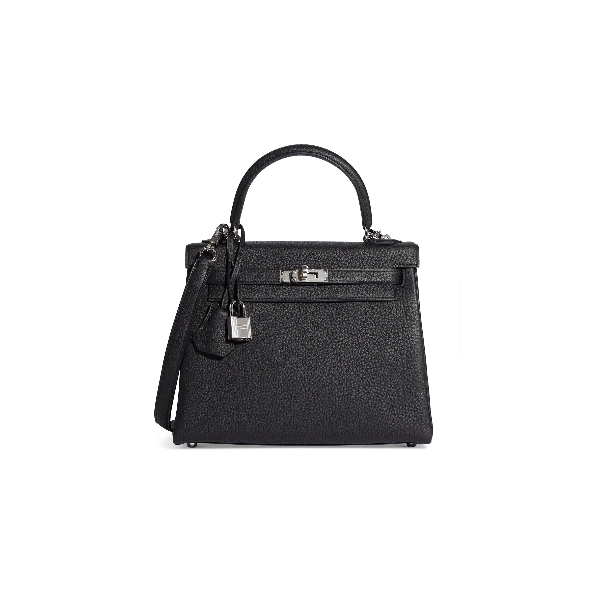 HERMÈS A BLACK TOGO LEATHER RETOURNÉ KELLY 25 WITH PALLADIUM HARDWARE (25*17*7cm) 